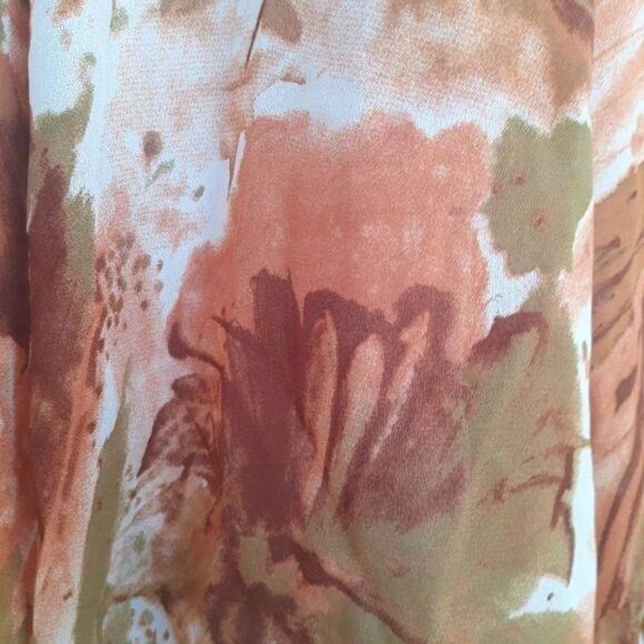 Vtg 80's Womens Pants Culottes High Rise Wide Leg Flowy Brush Stroke Peach Sz M - Picture 3 of 7